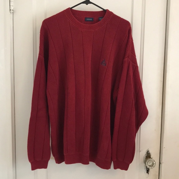 IZOD Men's Red Crewneck Ribbed Sweater, XL - Picture 2 of 6